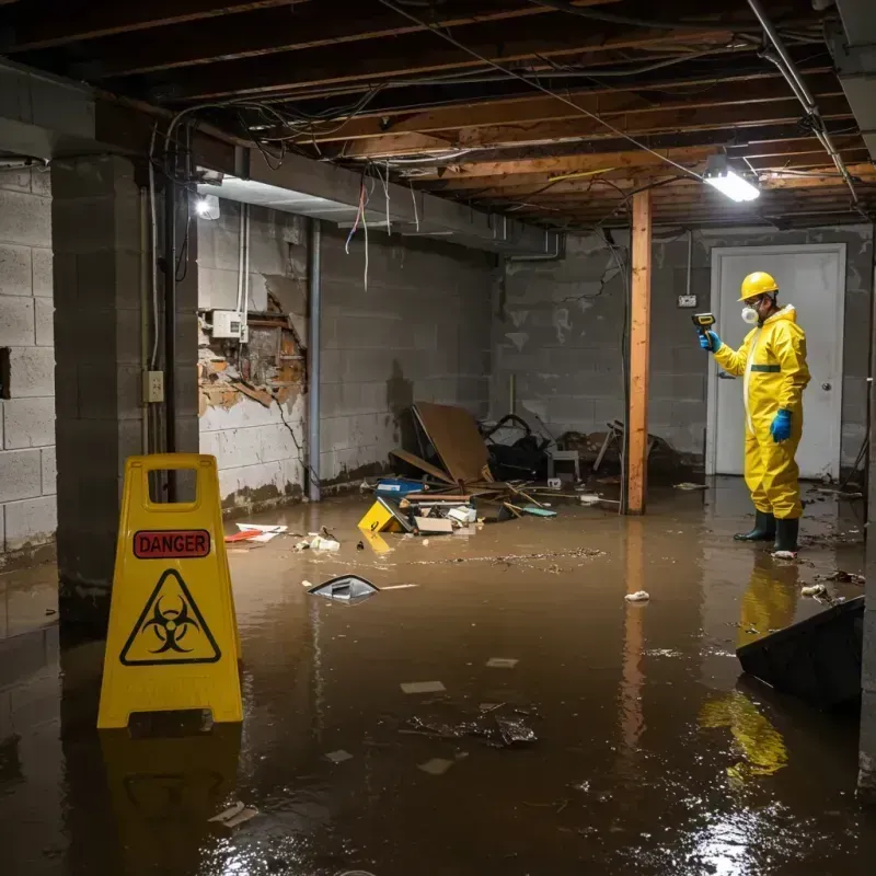 Flooded Basement Electrical Hazard in Vincennes, IN Property