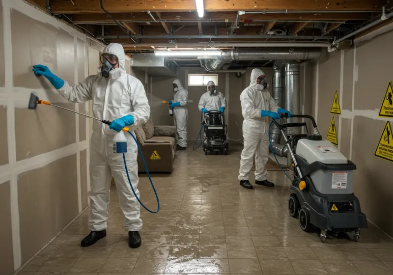 Basement Moisture Removal and Structural Drying process in Vincennes, IN